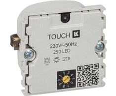 LAURITZ KNUDSEN „Fuga“ šviesos reguliatorius LED 250 TOUCH IR, be dangtelio. Skirtas 230 V kintamosios srovės šviesos reguliavimui. LED lempos arba žemos įtampos halogeninės lempos su atitinkama įranga.