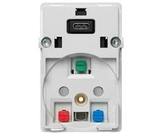 LK LAURITZ KNUDSEN FUGA lizdas 2 polių + DK-įžeminimas su 5V USB C įkrovikliu 2100 mA, 1,5 modulio, be dangtelio