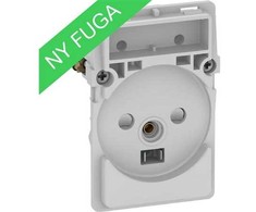 LAURITZ KNUDSEN FUGA® 2 polių lizdas su įžeminimu, 1,5 modulio, be dangtelio