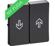 LAURITZ KNUDSEN Fuga® Tangent 0.5 žaliuzių jungiklio modulis (rinkinys) su rodykle aukštyn/žemyn, tamsiai pilkos spalvos, naujam 16A modeliui.