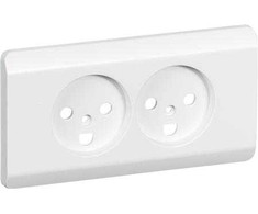 Lauritz Knudsen Opus® 66 dangtelis dvigubam kištukiniam lizdui, 2 polių, su įžeminimu, standartinis, įleidžiamas, baltas