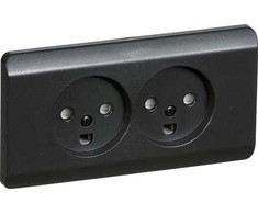 LAURITZ KNUDSEN Opus® 66 kištukinis lizdas dvigubas 2 polių įžemintas, cinkuotas kokso pilkos spalvos