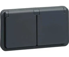 LAURITZ KNUDSEN OPUS® 74 įkišamas kištukinis lizdas, dvigubas horizontalus, 2 polių, su įžeminimu