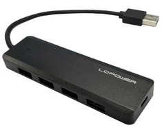 HUB USB LC-Power 4xUSBA 1XUSB- C Juoda mažmeninė prekyba