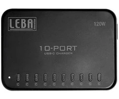 Leba Innovation „Leba NoteCharge“ 10 prievadų, USB-C, 12 W vienam prievadui („Schuko“ kištukas), skirtas naudoti viduje, USB, 5 V, 1,5 m, juodas
