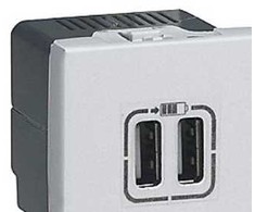 Legrand Mosaic USB įkroviklis 2 x Type A - 2,4A 15W 2m Baltas