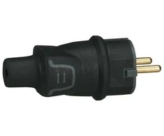 Legrand Schuko M/J kištukas, guminis, juodas, IP44
