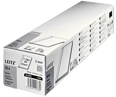 Leitz skaidrių segtuvai A4 3 mm, juodi, 30 lapų, plastikiniai, A4, 80 mm, 65 mm