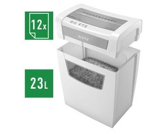 LEITZ office S P4 dokumentų smulkintuvas su dalelių pjaustymu, iki 12 lapų, baltas
