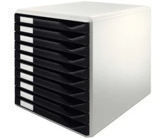 Leitz formų rinkinys, 10 stalčių, plastikas, juoda, pilka, 4,3kg, 285 x 355 x 290 mm