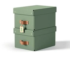 Leitz Puro laikymo dėžė su dangteliu, maža, 7 l, 100 % perdirbtas kartonas, 2 vnt. pakuotė, Žalias, kartonas, 7 l, 200 mm, 280 mm, 150 mm