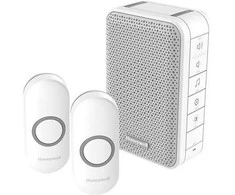 Thorkild Larsen DC313NFB belaidis durų skambutis, LED, 150 metrų, 2 skambinimo mygtukai, 84dB, baltas