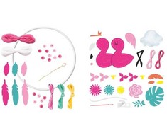 Lena Sapnų gaudyklė Flamingo, Vaikiškas rankdarbių rinkinys, 6 metai, Įvairių spalvų