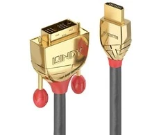 HDMI Laidas - LINDY Gold Line HDMI į DVI-D Laidas, 0.5 m, Pilkas
