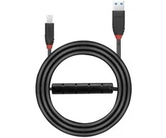 Lindy 10 m USB 3.0 aktyvusis kabelis Slim, 10 m, USB A, USB B, USB 3.2 Gen 1 (3.1 Gen 1), 5 Gbit/s, juodas