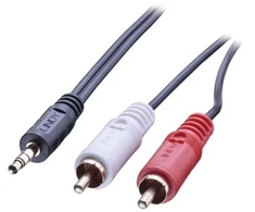 Lindy 3 m aukščiausios kokybės Phono į 3,5 mm kabelis, 2 x RCA, kištukas, 3,5 mm, kištukas, 3 m, juodas