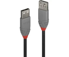 Lindy 3 m USB 2.0 Type A prailginimo kabelis, Anthra Line, 3 m, USB A, USB A, USB 2.0, 0,48 Gbit/s, juodas, pilkas