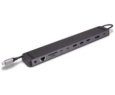 USB C Dokavimo Stotis - LINDY Plugable DST-Mini XT 810 8K/4K60, 100W PD, USB 3.2, Gigabit Ethernet, Pilka