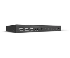 Lindy KVM Switch HDMI 18G, USB 2.0 &amp; Audio, 4 Port, 4096 x 2160 pikselių, 4K Ultra HD, Juodas