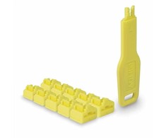 Lindy Tinklo Priedas - RJ45 Prievado Blokatorius 10vnt + 1 Raktas ABS Geltonas