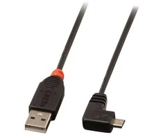 Lindy 1 m USB 2.0 kabelis – Type A į Micro-B kabelis, 90 laipsnių kampu, 1 m, USB A, Micro-USB B, USB 2.0, vyriškas/vyriškas, juodas