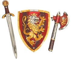 Liontouch Kilnaus riterio putplasčio kardas + skydas + kirvis, raudonas