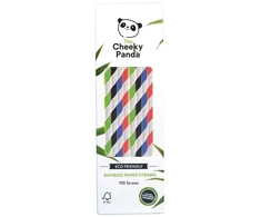 LOCAL Šiaudeliai, Cheeky Panda, bambusas, dryžuoti, pakuotė 100 vnt.