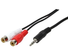 LogiLink 1x3,5 mm - 2xRCA, 1,5 m, 3,5 mm, kištukas, 2 x RCA, lizdas, 1,5 m, juodas