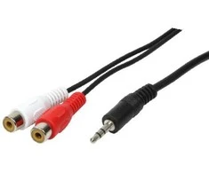 LogiLink 1x3,5 mm - 2xRCA, 1,5 m, 3,5 mm, kištukas, 2 x RCA, lizdas, 1,5 m, juodas
