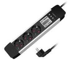 LogiLink 3 padėčių lizdas.sc/sil LCD ekranas realaus laiko energijos suvartojimą (LPS285)