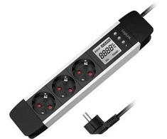LogiLink 3 padėčių lizdas.sc/sil LCD ekranas realaus laiko energijos suvartojimą (LPS285)