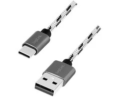LogiLink USB 2.0 C tipo kabelių rinkinys, C/M į USB-A/M, aliuminis, nailonas, baltas/juodas