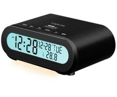 LogiLink Laikrodis-radijas, temperatūros / drėgmės, USB-C / baterijos, juodas