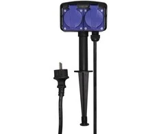 LogiLink LPS214, 2 m, Lauko, IP44, Juoda, Mėlyna, RoHS, 2 kintamosios srovės lizdai