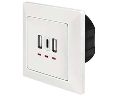 Adapteris AV LogiLink LogiLink PA0254 maitinimo lizdas 2 x USB A + 1 x USB C Baltas