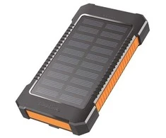 LogiLink Saulės energija varomas išorinis akumuliatorius 6000 mAh, blykstė, 2x USB-A, 1x USB-C, juodai oranžinis