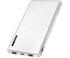 LOGILINK išorinė baterija 10 000 mAh, balta, 2x USB-A, USB-C + greito įkrovimo funkcija