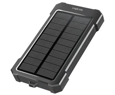 LogiLink Saulės energijos power bank 10 000 mAh, 20 W, 2x USB-A, 1x USB-C, LED lemputė, juoda/oranžinė