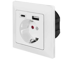 LogiLink LogiLink PA0262 elektros lizdas CEE 7/3 + USB Baltas