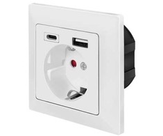 LogiLink LogiLink PA0262 elektros lizdas CEE 7/3 + USB Baltas