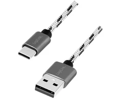 LogiLink USB 2.0 C tipo kabelių rinkinys, C/M į USB-A/M, aliuminis, nailonas, baltas/juodas