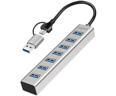 LogiLink Huby i koncentratory USB 3.2 Gen 1 (3.1 Gen 1) Type-A + Type-C 5000 Mbit/s Pilka (UA0441)