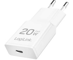 Įkroviklis LogiLink Įkroviklis jungiama į tinklą LogiLink PA0345 USB GaN, 20 W, 1x USB-C (PD), balta