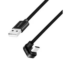 LogiLink USB 2.0 | USB-A - USB-C 2.0m w oplocie kątowy juoda