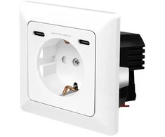 LogiLink Sieninis lizdas 1 lizdas + 2 prievadų USB-C įkroviklis, 25 W PD