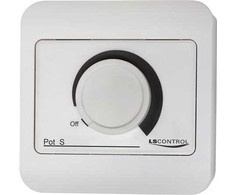 LS CONTROL potenciometro potenciometras S / ES925 LSBOX85 dėžutėje su vienpoliu jungikliu potenciometro velene (10K). IP40, matmenys 85x85x54 mm.