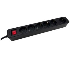 M-Cab SOCKET STRIP 6S PVC 3M BK ECO/16A/3680W