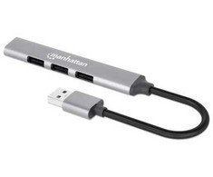 Manhattan Manhattan 168427 šakotuvai ir koncentratoriai USB 3.2 Gen 1 (3.1 Gen 1) Type-A 5000 Mbit/s pilka