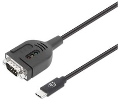 Kabelis USB Manhattan Adapteris USB-C na szeregowy DB9/RS232 PL2303GT 1 m Juodas (154499)