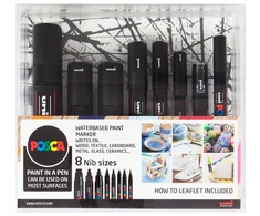 Posca - 8 plunksnų dydžio juodas rinkinys (401619)
